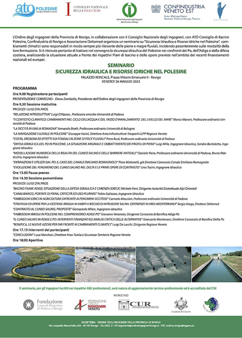 hydraulic safety and water resources seminar in Polesine - 26 May 2023